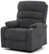 Křeslo polohovací elektrické, 1 motor, šedá látka, bezdrátové nabíjení pro mobilní telefon