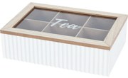 Box na čajové vrecká Stripes biela, 24 x 7 x 16 cm