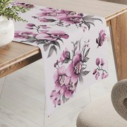 Biante Bavlnený behúň na stôl Sandra SA-623 Lila orchidey na bielom 20x120 cm