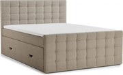 Béžová boxspring posteľ s úložným priestorom 160x200 cm Tasca – Maison de Rêve