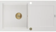 Mexen Leo, drez granitový 900x500x190 mm, 1-komorový, biela so zlatým sifónom, 6501901010-20-G