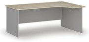 Rohový kancelársky písací stôl PRIMO GRAY, 180x120 cm, pravý, sivá/dub prírodný