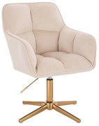 LuxuryForm DESIGN Kreslo AMALFI VELUR na zlatom kríži - krémové