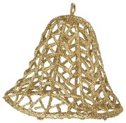 Vianočná zlatá umelá trblietavá dekorácia zvonček - Ø 11*11 cm