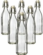 Sklenená fľaša s clip uzáverom, 1 l, 6 ks, 1 l