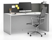 Kancelárska zostava single s paravánom SEGMENT, pravá, biela/grafit