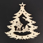 AMADEA Drevená ozdoba stromček so srnami 20 cm