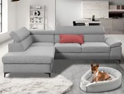 Rohová sedacia súprava Lonigo, svetle šedá látka, ľavý roh%