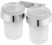 BISK Erga NATURA, dvojitý pohár na zubné kefky, chrómová, ERG-04310