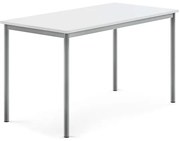 Stôl SONITUS, 1400x700x760 mm, HPL - biela, strieborná
