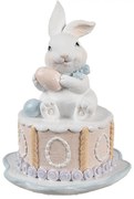 Dekorácia králik na tortičky s mašľou a vajíčkom - Ø 12*17 cm
