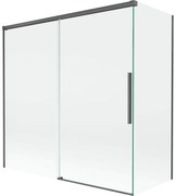 Mexen Rox, 2-krídlová posuvná vaňová zástena 160 + 75 x 150 cm, 8mm číre sklo, brúsený grafit profil, 8C9-160-075-66-00