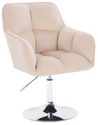 LuxuryForm DESIGN Kreslo AMALFI VELUR na striebornom tanieri - krémové