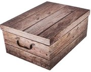 Úložný box s vekom Wood, sivá, 51 x 37 x 24 cm