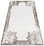 Koberec AKRYL VALS 039 Ramka Kvety slonia kosť / tmavobéžový