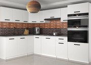 Kuchynská linka Belini 420 cm biely mat s pracovnou doskou Uniqagrande  TOR UNIQAGRANDE/5/WT/WT/0/B1