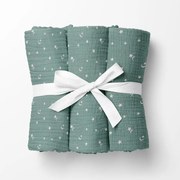Biante Mušelínová plienka/dečka Nature MSN-053 Nočná obloha na pastelovo modrozelenom - ZVÝHODNENÁ SADA 3 KS 100x100 cm - Sada 3 ks