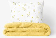 Goldea krepové posteľné obliečky duo - harmanček so žltou 140 x 200 a 70 x 90 cm