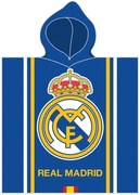 Detské froté pončo - futbalová osuška s kapucňou FC Real Madrid - motív Famoso - pre deti 3 - 6 rokov