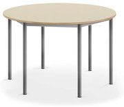 Stôl BORÅS, okrúhly, Ø1200x720 mm, laminát - breza, strieborná
