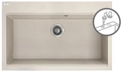 Laveo Tau, 1-komorový granitový drez 800x500x215 mm, béžová, LAV-SBT_4108