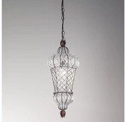 SIRU - Luster na reťazi BABÀ 1xE27/60W/230V pr. 30 cm číra/hnedá benátske sklo