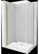 Mexen Lima sprchová kabína, skladacie dvere 70 x 90 cm, transparentnéné, zlatá + závesný bidet Flat - 856-070-090-50-00-4010