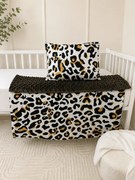 Set do kočíka Leopard / minky hnedá – deka a vankúšik