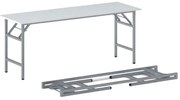 Konferenčný stôl FAST READY, 170x50 cm, sivostrieborná podnož, biela