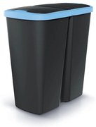 Odpadkový kôš DUO čierny, 45 l, modrá / čierna