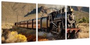 Obraz - Parná lokomotíva (s hodinami) (90x30 cm)