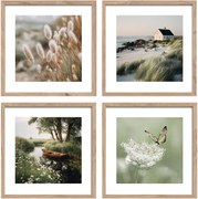 Tlačené obrazy v súprave 4 ks s rámom 30x30 cm Subtle Nature – Styler