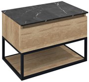 Sapho Sapho, SKARA umývadlová skrinka 70x50x45cm, čierna mat/dub alabama, CG005-2222