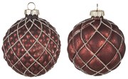 Sada 2ks červená sklenená ozdoba gule - Ø8*8 cm