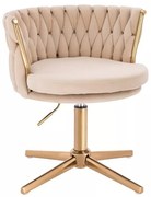 LuxuryForm DESIGN Stolička LYON VELUR na zlatom kríži - krémová
