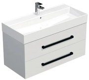 Kúpeľňová skrinka s čiernou úchytkou a umývadlom SAT Cube Way 100x53x46 cm biely lesk CUBE46C1002BISAT