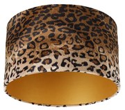 Zamatový tienidlo lampy leopardia potlač 35/35/20 zlatý interiér