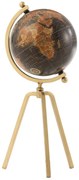 Dekorácia čierno-hnedý glóbus na zlatej trojnožke Blackbro - 23*20*52cm