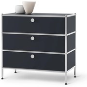 Kovová komoda »CN3« s 3 zásuvkami, čierna