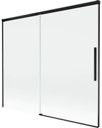 Mexen Rox, 2-krídlová posuvná vaňová zástena 180 x 150 cm, 8mm číre sklo, čierny matný profil, 8C9-180-001-70-00