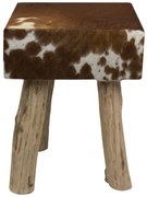 Drevená stolička s koženým sedadlom Cowny - 30 * 30 * 45cm