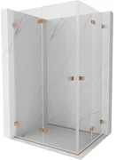 Mexen Lunar-F Duo, skladací sprchový kút 80 x 75 cm, 8mm číre sklo, profil medená matná, 836-080L-075P-65-00