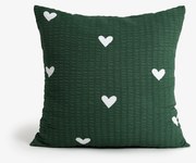 Goldea krepová obliečka na vankúš - srdiečka na tmavo zelenom 40 x 40 cm