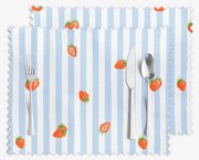 Goldea prestieranie na stôl teflónové - modré prúžky s jahodami - sada 2ks 30 x 40 cm