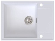 Sink Quality Sink55, kuchynský granitový drez 620x460x215 mm + chrómový sifón, biela, SKQ-SINK.W.1KKO.X