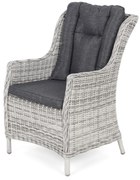 Záhradné ratanové kreslo KINGSTON svetlo-sivé s tmavou poduškou