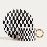 Šálka LUNYA s podšálkou, čierna / biela 757044 200 ml