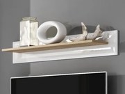 Nástenná polica Nordi, dub riviéra/biela lesk%