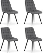 Set štyroch jedálenských stoličiek SPLIT zamatové tmavosivé / čierne nohy (4 ks)