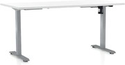 Výškovo nastaviteľný stôl OfficeTech A, 160 x 80 cm, sivá podnož, biela